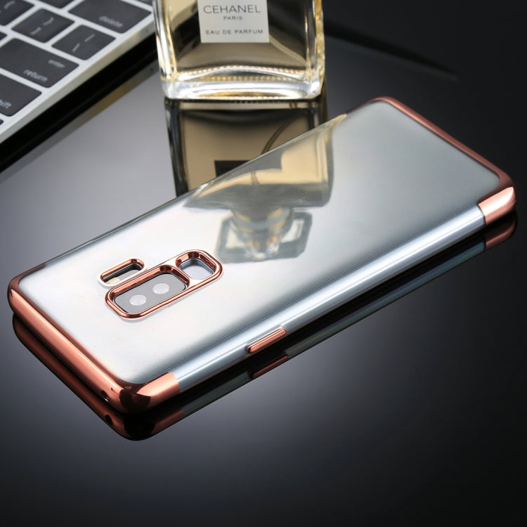 For Galaxy S9+ Three Sections Electroplating Side TPU Protective Back Case