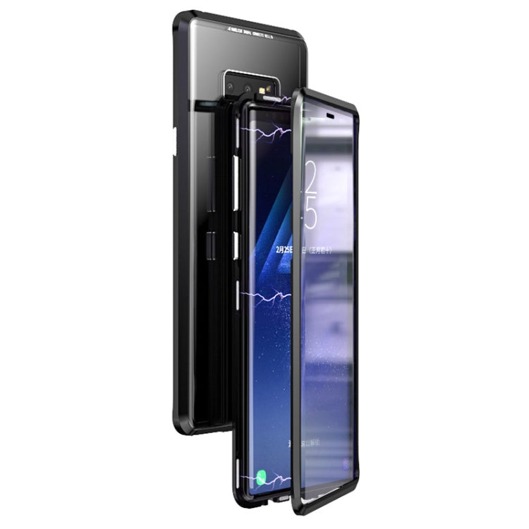 Ultra Slim Double Sides Magnetic Adsorption Angular Frame Tempered Glass Magnet Flip Case for Galaxy Note9