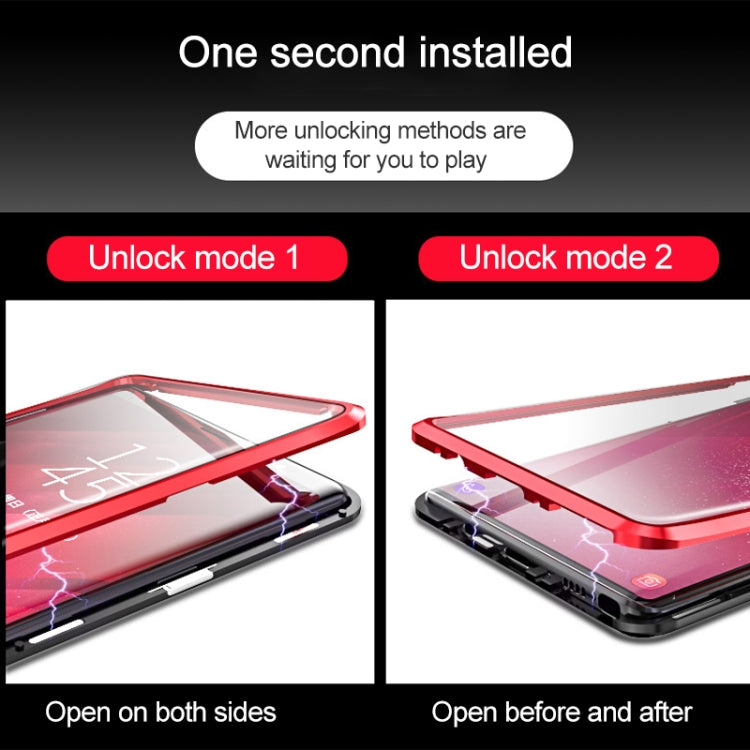 Ultra Slim Double Sides Magnetic Adsorption Angular Frame Tempered Glass Magnet Flip Case for Galaxy Note9