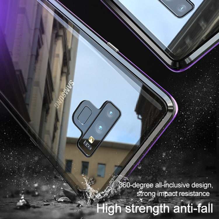 Ultra Slim Double Sides Magnetic Adsorption Angular Frame Tempered Glass Magnet Flip Case for Galaxy Note9