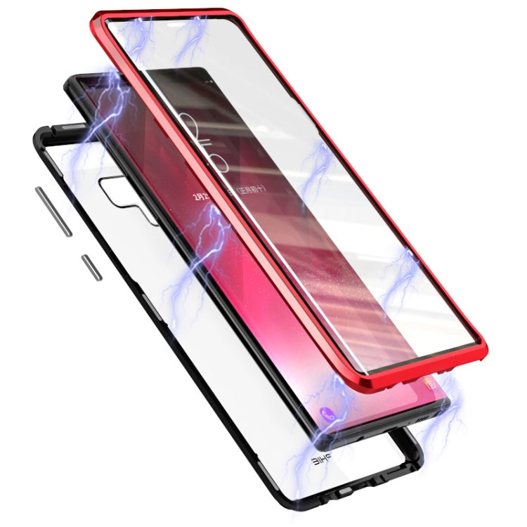 Ultra Slim Double Sides Magnetic Adsorption Angular Frame Tempered Glass Magnet Flip Case for Galaxy Note9