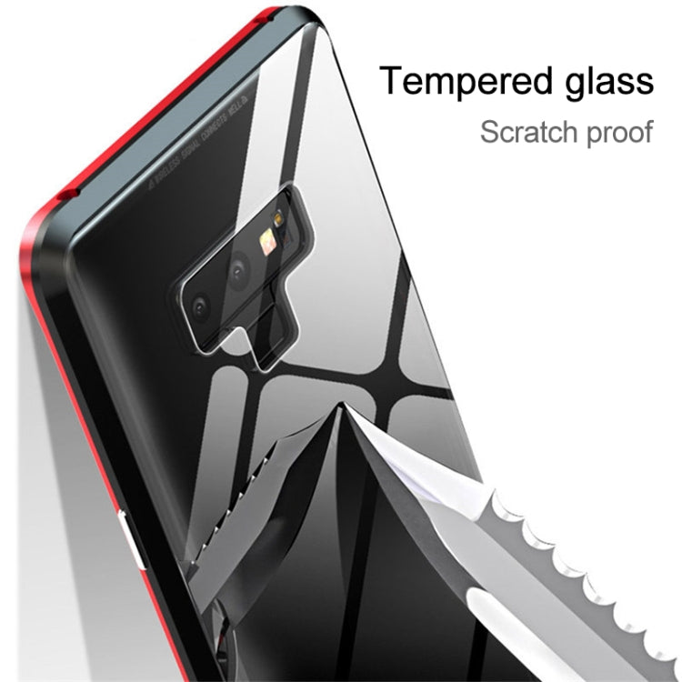 Ultra Slim Double Sides Magnetic Adsorption Angular Frame Tempered Glass Magnet Flip Case for Galaxy Note9