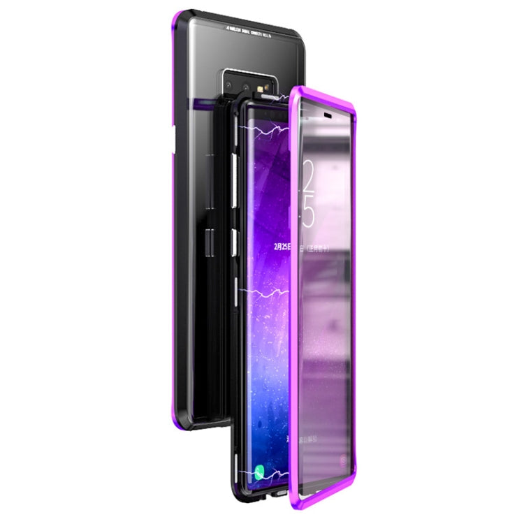 Ultra Slim Double Sides Magnetic Adsorption Angular Frame Tempered Glass Magnet Flip Case for Galaxy Note9
