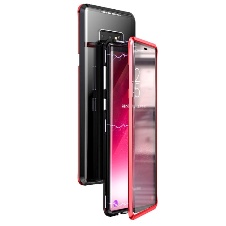 Ultra Slim Double Sides Magnetic Adsorption Angular Frame Tempered Glass Magnet Flip Case for Galaxy Note9