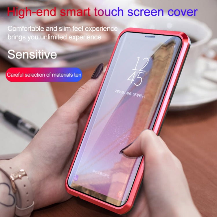 Ultra Slim Double Sides Magnetic Adsorption Angular Frame Tempered Glass Magnet Flip Case for Galaxy Note9