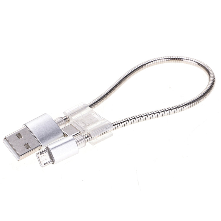 24cm 2A Micro USB + USB-C / Type-C to USB Flexible Data Charging Cable