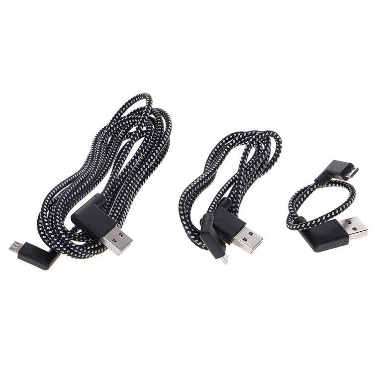 20cm 2A USB to Micro USB Weave Style Double Elbow Data Sync Charging Cable, For Samsung / Huawei / Xiaomi / Meizu / LG / HTC(Black)