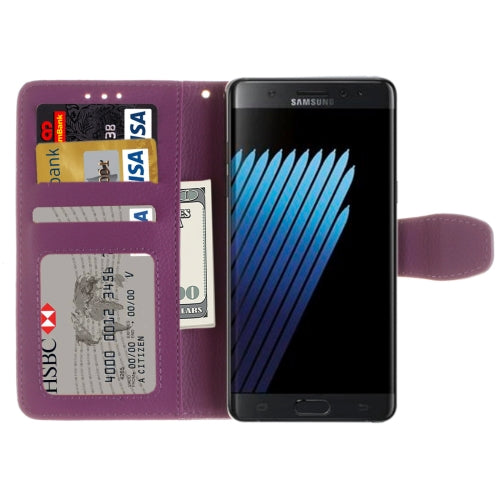 For Galaxy Note 7 / N930 Lichee Texture with Frame TPU Magnetic Adsorption Horizontal Flip Leather Case with Card Slot & Holder & Wallet