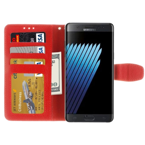 For Galaxy Note 7 / N930 Lichee Texture with Frame TPU Magnetic Adsorption Horizontal Flip Leather Case with Card Slot & Holder & Wallet