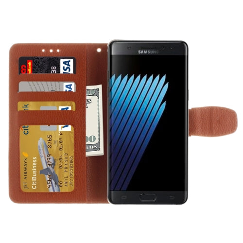 For Galaxy Note 7 / N930 Lichee Texture with Frame TPU Magnetic Adsorption Horizontal Flip Leather Case with Card Slot & Holder & Wallet
