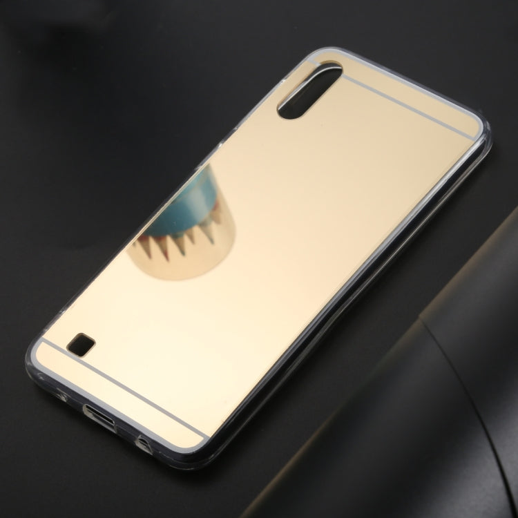Ultra-thin Electroplating Mirror Acrylic TPU Protective Back Cover Case for Galaxy A10(Gold)