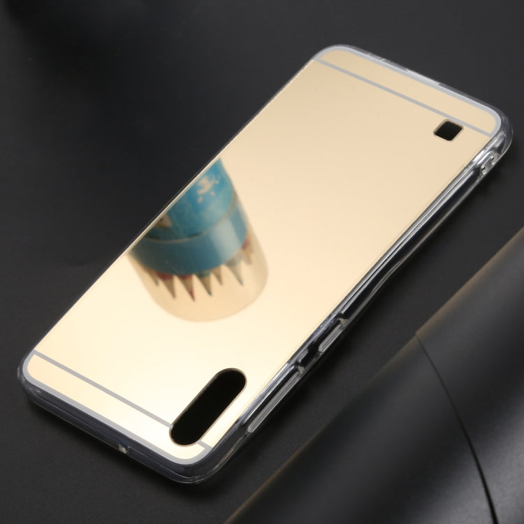 Ultra-thin Electroplating Mirror Acrylic TPU Protective Back Cover Case for Galaxy A10(Gold)
