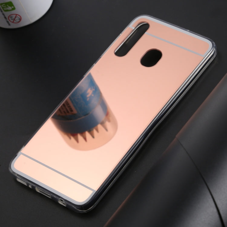 Ultra-thin Electroplating Mirror Acrylic TPU Protective Back Cover Case for Galaxy A40(Rose Gold)