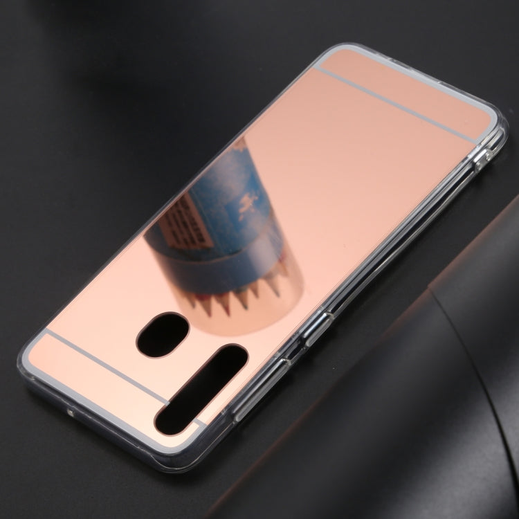 Ultra-thin Electroplating Mirror Acrylic TPU Protective Back Cover Case for Galaxy A40(Rose Gold)