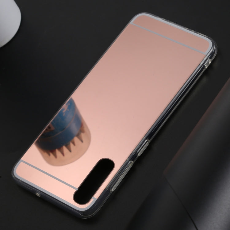 Ultra-thin Electroplating Mirror Acrylic TPU Protective Back Cover Case for Galaxy A70(Rose Gold)