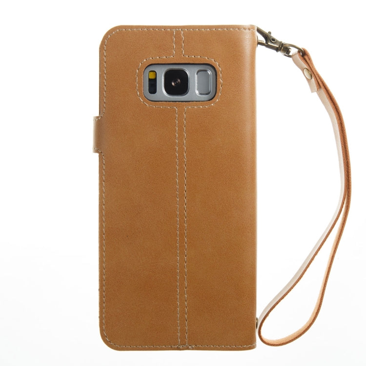 For Galaxy S8 Retro Crazy Horse Texture Horizontal Flip Leather Case with Card Slots & Wallet & Lanyard