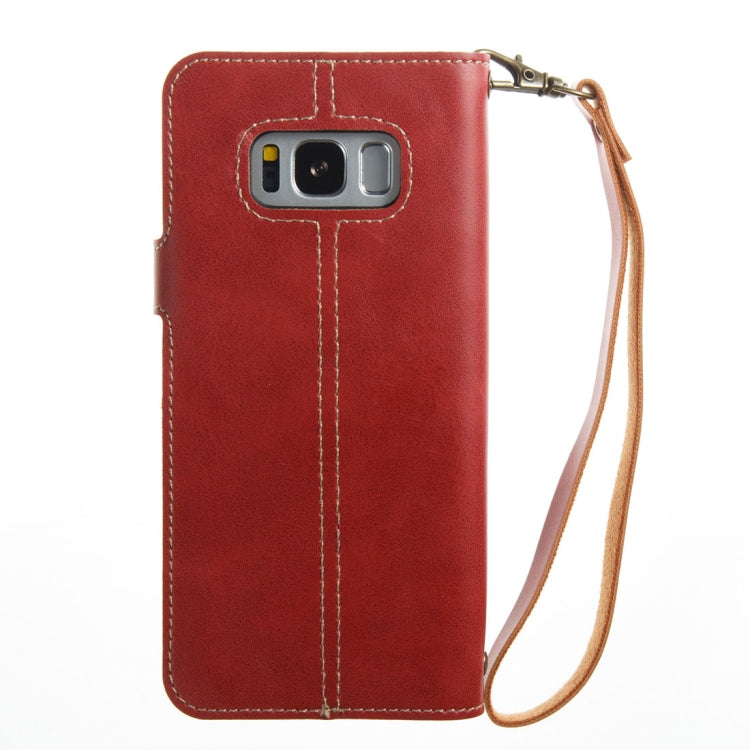 For Galaxy S8 Retro Crazy Horse Texture Horizontal Flip Leather Case with Card Slots & Wallet & Lanyard