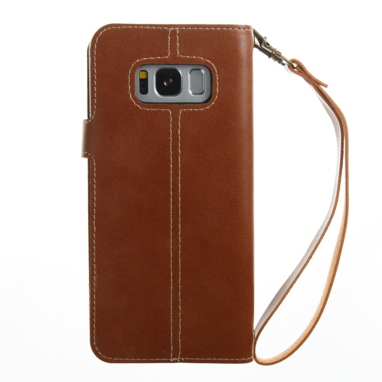 For Galaxy S8 Retro Crazy Horse Texture Horizontal Flip Leather Case with Card Slots & Wallet & Lanyard