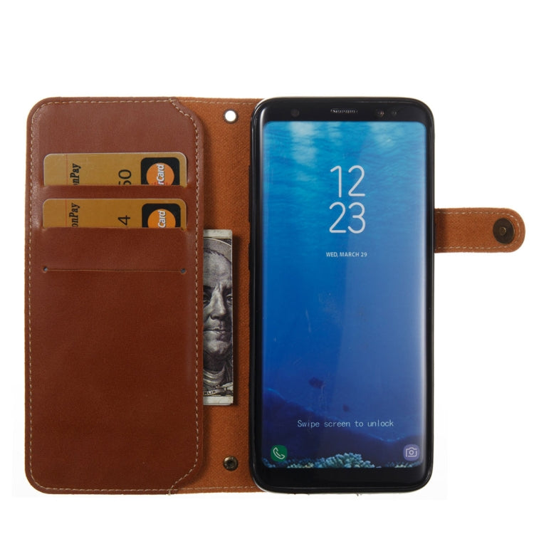 For Galaxy S8 Retro Crazy Horse Texture Horizontal Flip Leather Case with Card Slots & Wallet & Lanyard