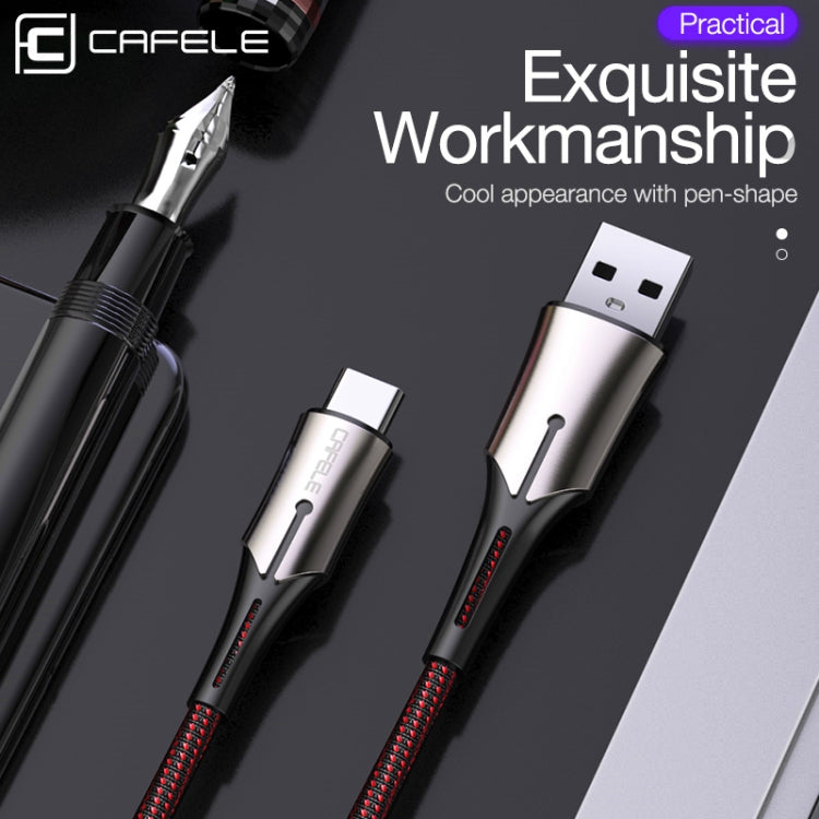 CAFELE 5A Type-C / USB-C Metal Pen Series Kirsite Charging Data Cable, Length: 1m (Red)