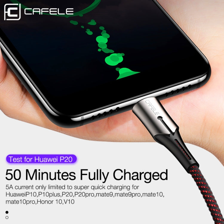 CAFELE 5A Type-C / USB-C Metal Pen Series Kirsite Charging Data Cable, Length: 1m (Red)