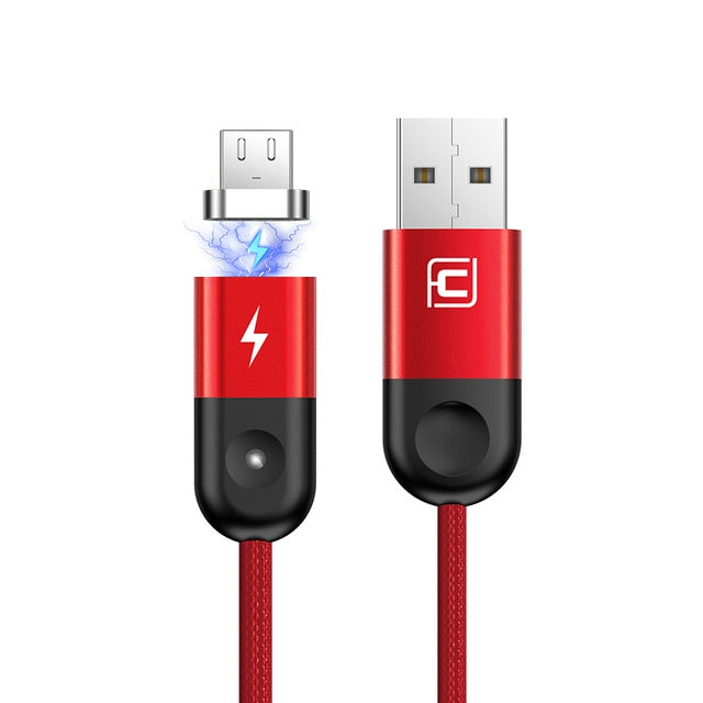 CAFELE Micro USB Light Speed Magnet Nylon Charging Cable with LED Light, Length: 1m