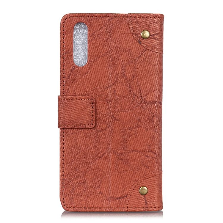 Copper Buckle Retro Crazy Horse Texture Horizontal Flip Leather Case for Galaxy A50, with Holder & Card Slots & Wallet