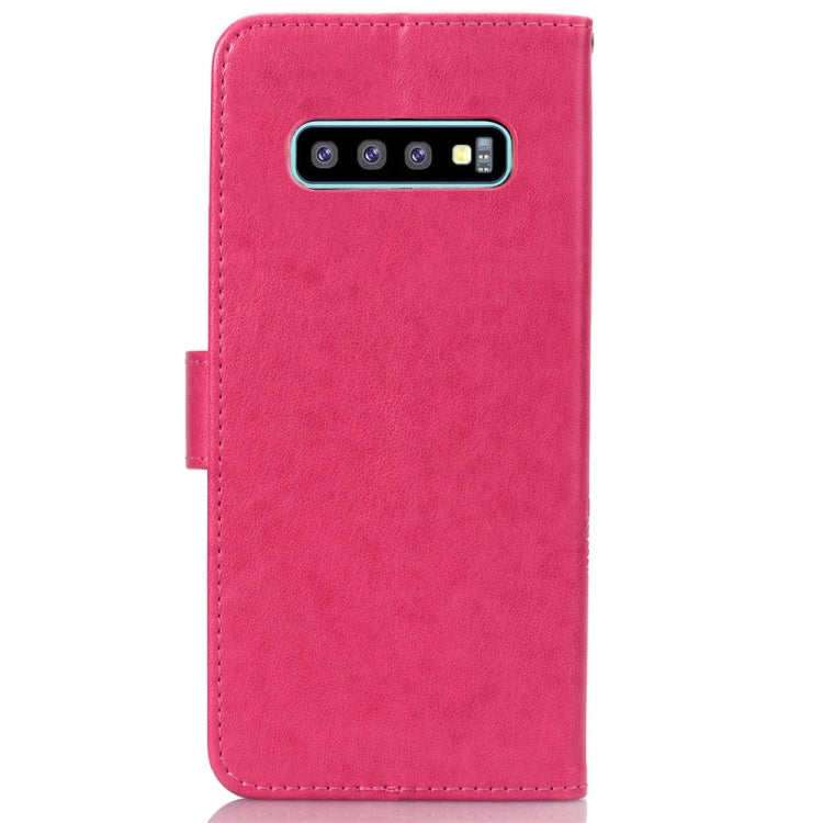 Lucky Clover Pressed Flowers Pattern Leather Case for Galaxy S10, with Holder & Card Slots & Wallet & Hand Strap