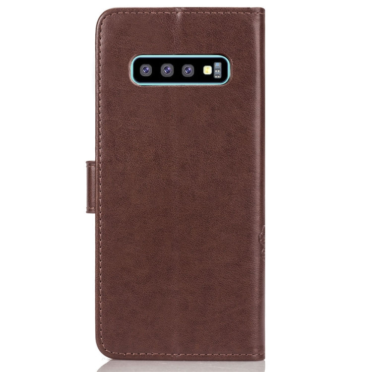 Lucky Clover Pressed Flowers Pattern Leather Case for Galaxy S10, with Holder & Card Slots & Wallet & Hand Strap