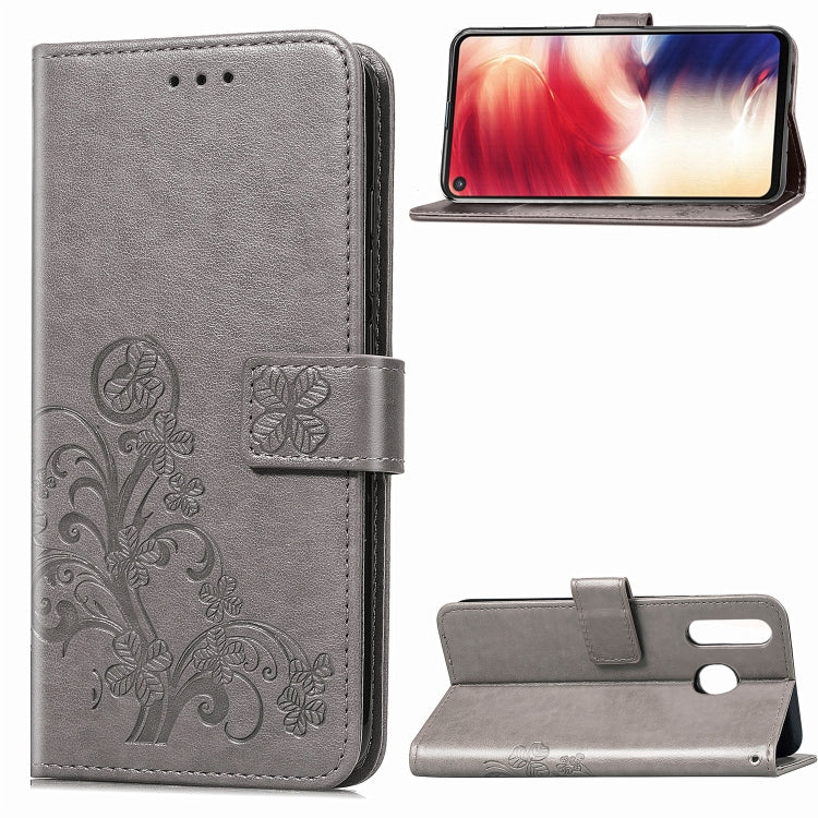 Lucky Clover Pressed Flowers Pattern Leather Case for Galaxy A8s, with Holder & Card Slots & Wallet & Hand Strap