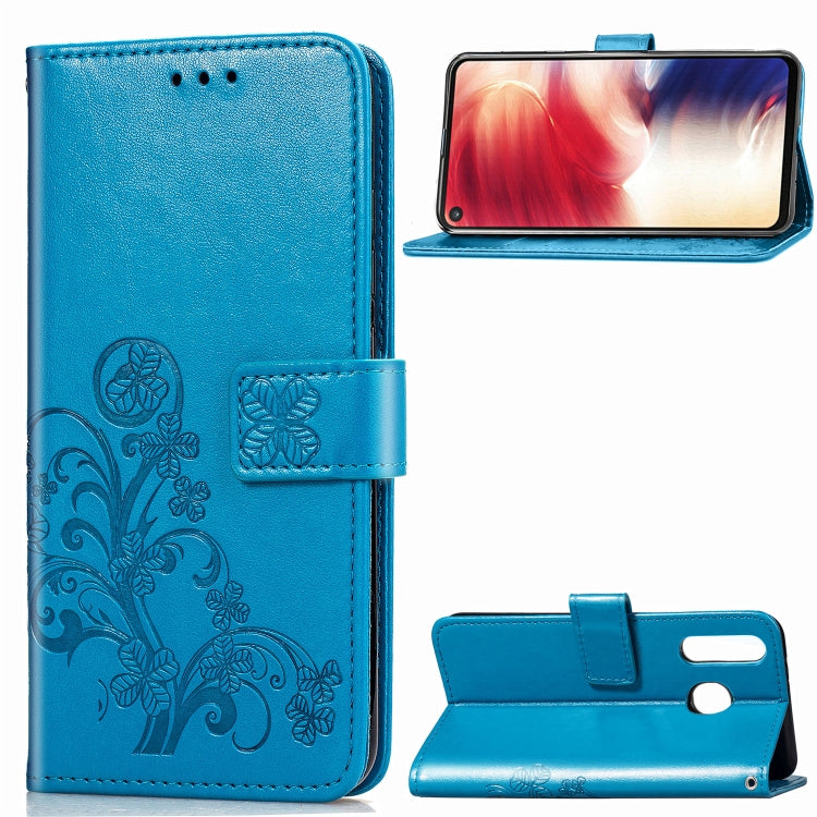 Lucky Clover Pressed Flowers Pattern Leather Case for Galaxy A8s, with Holder & Card Slots & Wallet & Hand Strap