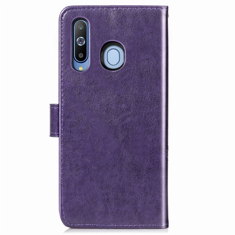 Lucky Clover Pressed Flowers Pattern Leather Case for Galaxy A8s, with Holder & Card Slots & Wallet & Hand Strap