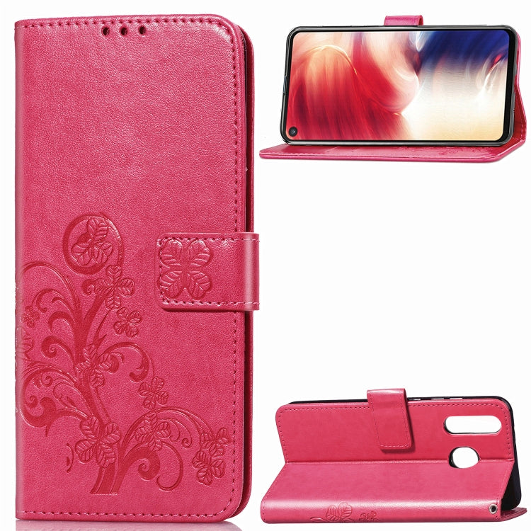 Lucky Clover Pressed Flowers Pattern Leather Case for Galaxy A8s, with Holder & Card Slots & Wallet & Hand Strap