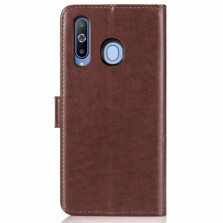 Lucky Clover Pressed Flowers Pattern Leather Case for Galaxy A8s, with Holder & Card Slots & Wallet & Hand Strap
