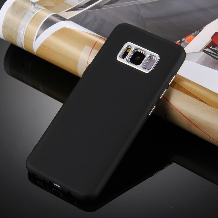 For Galaxy S8 Pure Colour Oil Spout Soft TPU Metal Button Protective Case Back Cover