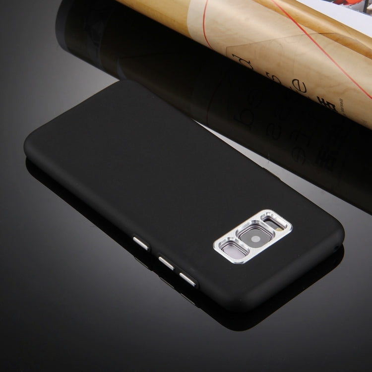 For Galaxy S8 Pure Colour Oil Spout Soft TPU Metal Button Protective Case Back Cover