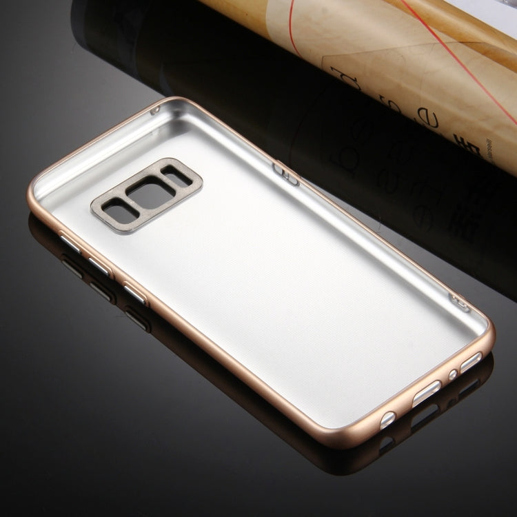 For Galaxy S8 + / G955 Pure Colour Oil Spout Soft TPU Metal Button Protective Case Back Cover