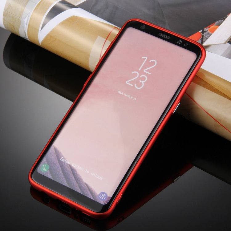 For Galaxy S8 + / G955 Pure Colour Oil Spout Soft TPU Metal Button Protective Case Back Cover