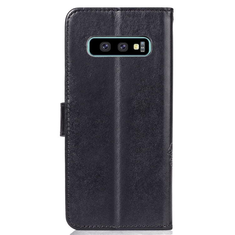 Lucky Clover Pressed Flowers Pattern Leather Case for Galaxy S10e, with Holder & Card Slots & Wallet & Hand Strap