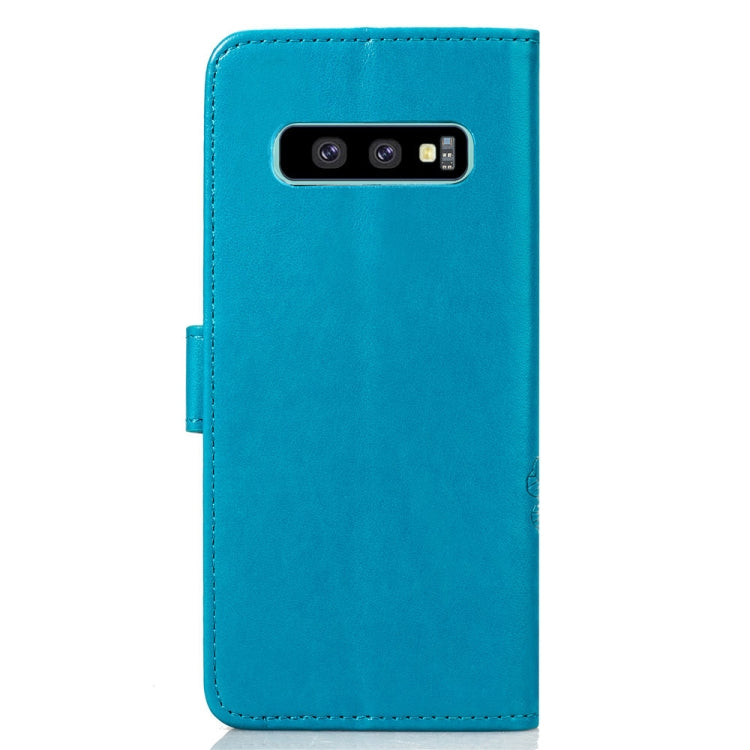 Lucky Clover Pressed Flowers Pattern Leather Case for Galaxy S10e, with Holder & Card Slots & Wallet & Hand Strap