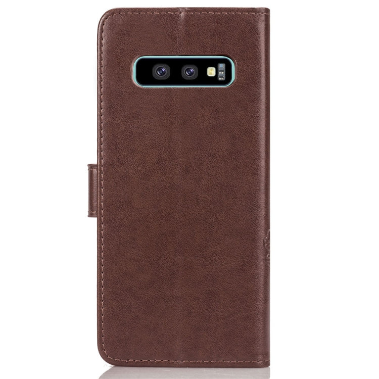 Lucky Clover Pressed Flowers Pattern Leather Case for Galaxy S10e, with Holder & Card Slots & Wallet & Hand Strap