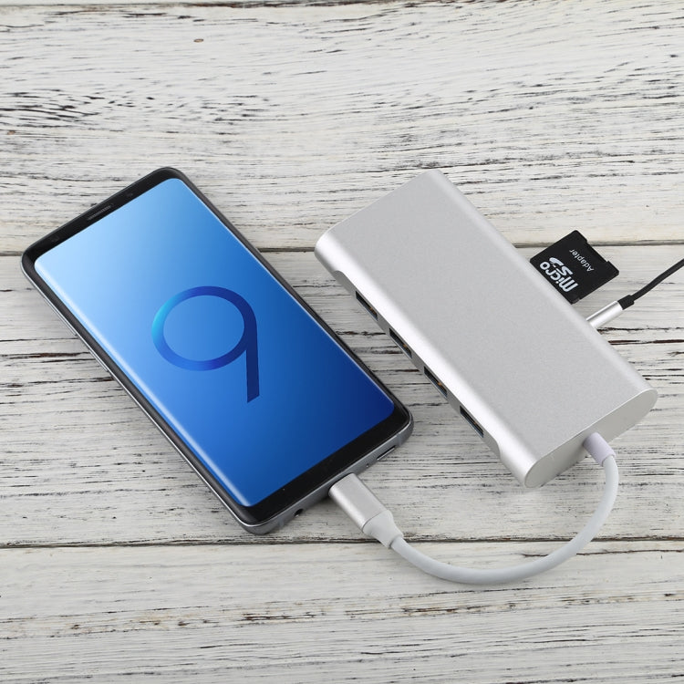 11 in 1 VGA + LAN Port + 4 x USB 3.0 + SD / TF Card + HDMI + Audio Port + USB-C / Type-C Female to USB-C / Type-C HUB Adapter