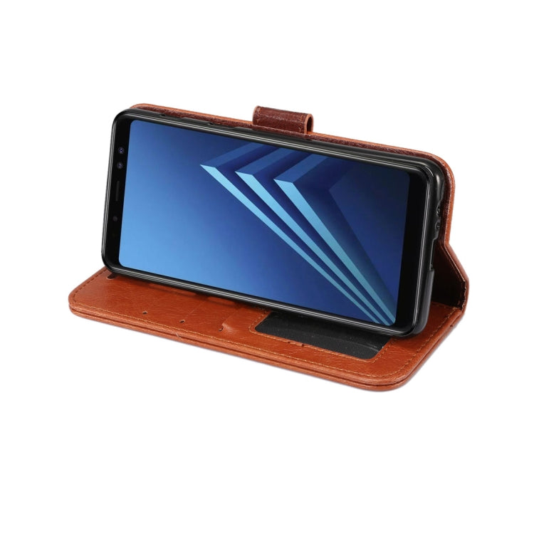 For Galaxy A8+ (2018) Crazy Horse Texcture PU + TPU Horizontal Flip Leather Case with Holder & Card Slots & Wallet & Photo Frame