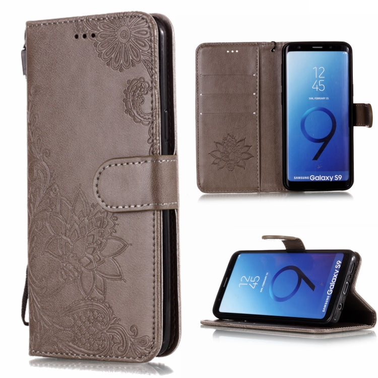 Vintage Embossed Floral Lace Flower Pattern Horizontal Flip Leather Case for Galaxy S9, with Card Slot & Holder & Wallet & Lanyard
