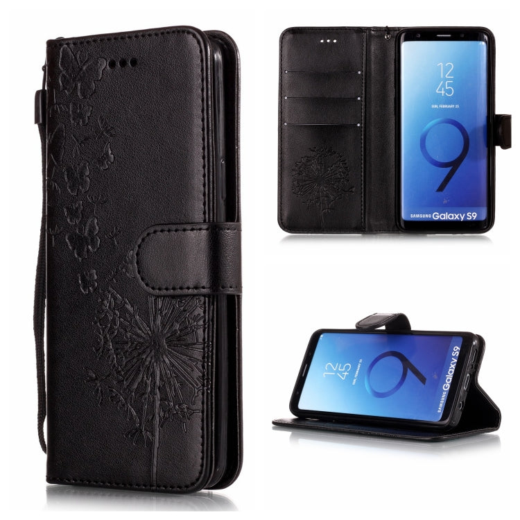 Vintage Embossed Floral Dandelion Pattern Horizontal Flip Leather Case for Galaxy S9, with Card Slot & Holder & Wallet & Lanyard