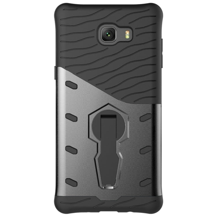 For Galaxy C9 Pro Shock-Resistant 360 Degree Spin Sniper Hybrid Case TPU + PC Combination Case with Holder