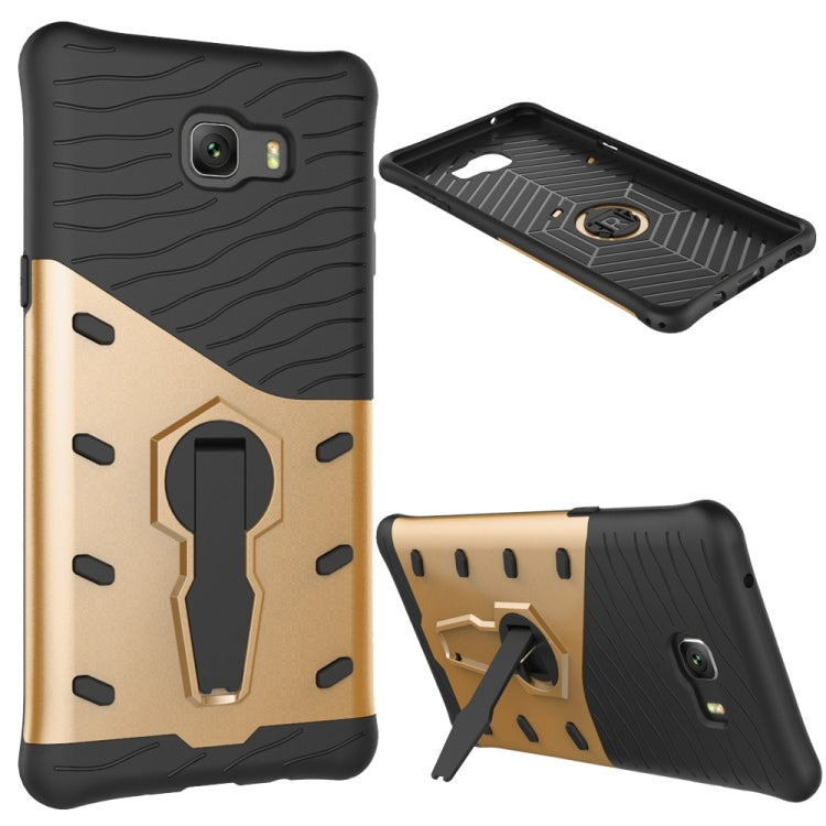 For Galaxy C9 Pro Shock-Resistant 360 Degree Spin Sniper Hybrid Case TPU + PC Combination Case with Holder