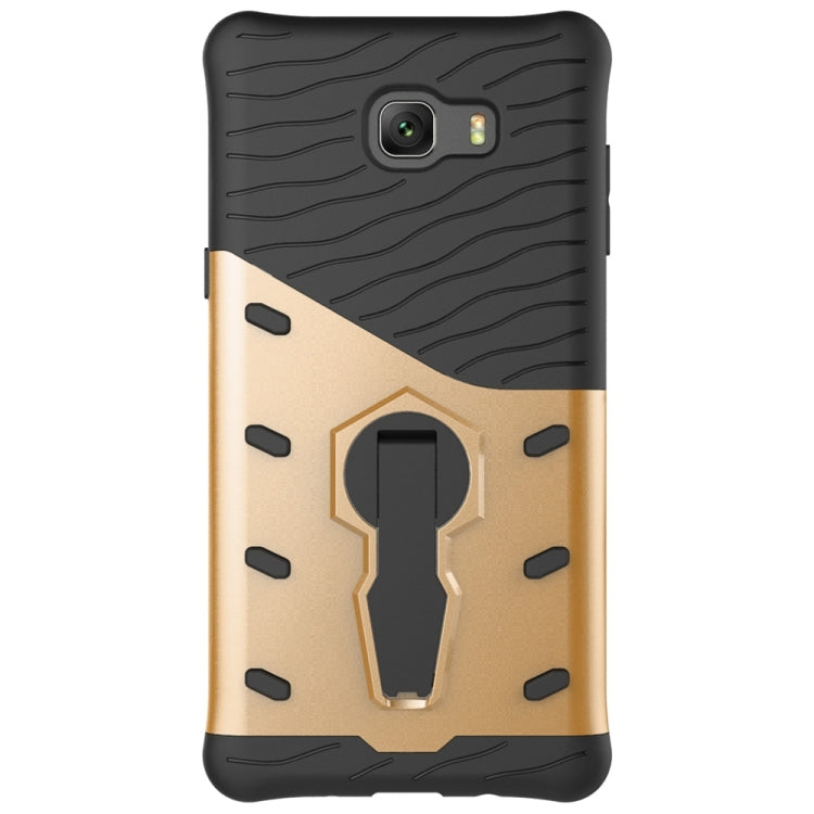 For Galaxy C9 Pro Shock-Resistant 360 Degree Spin Sniper Hybrid Case TPU + PC Combination Case with Holder