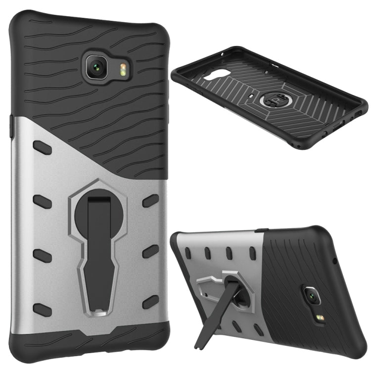 For Galaxy C9 Pro Shock-Resistant 360 Degree Spin Sniper Hybrid Case TPU + PC Combination Case with Holder