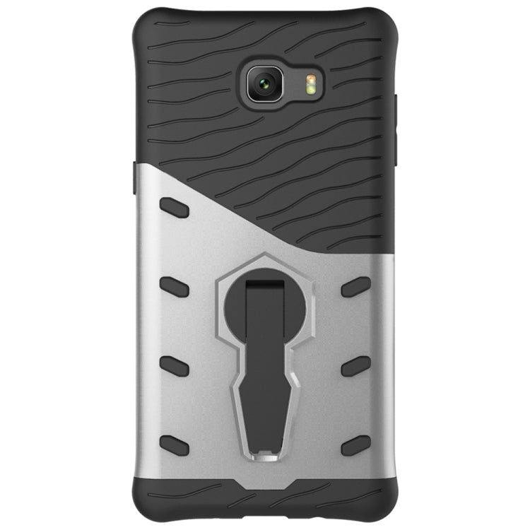 For Galaxy C9 Pro Shock-Resistant 360 Degree Spin Sniper Hybrid Case TPU + PC Combination Case with Holder